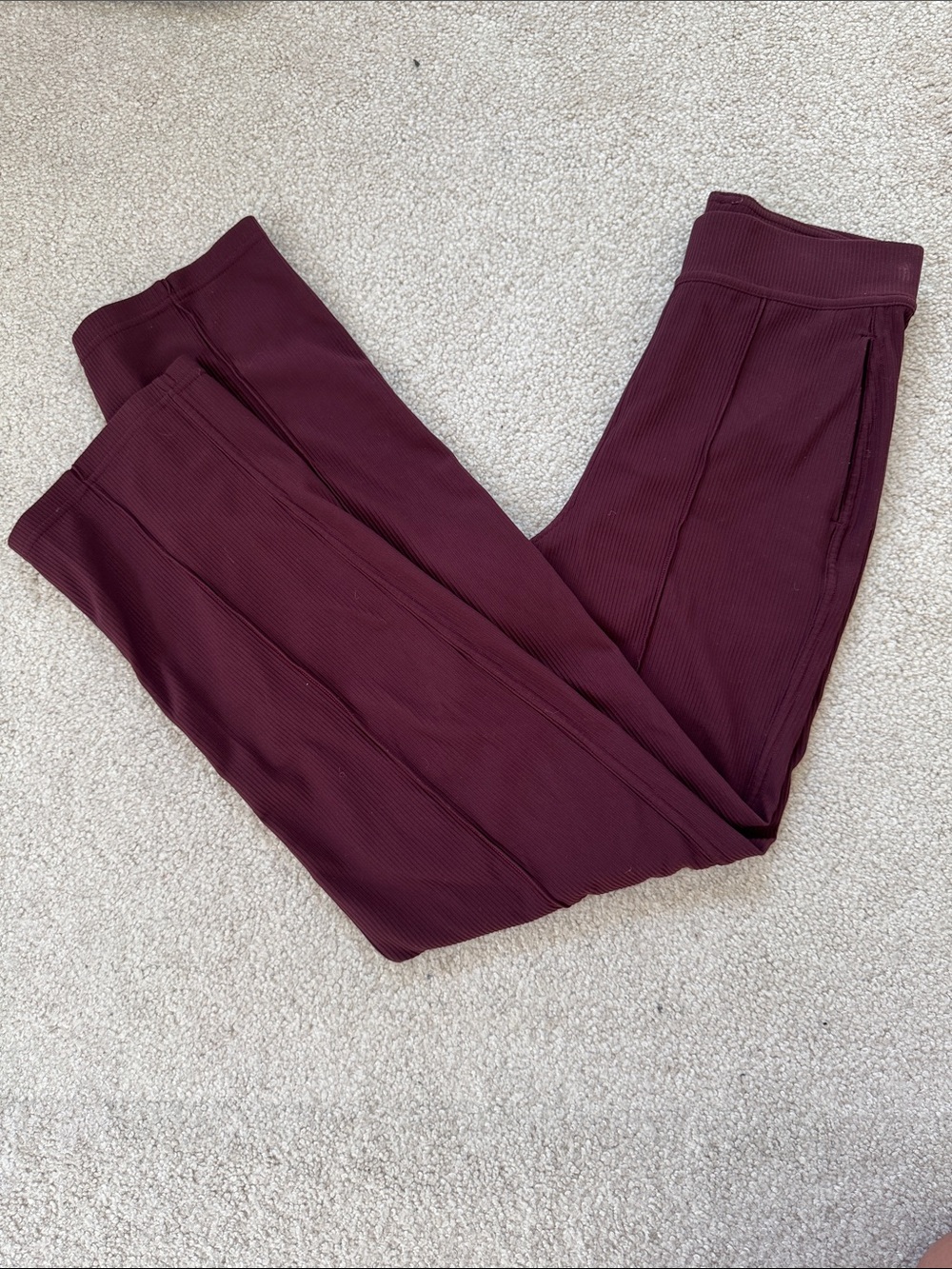 lululemon Urban Strides Ribbed Super High-Rise 25" Pants Maroon Sz2